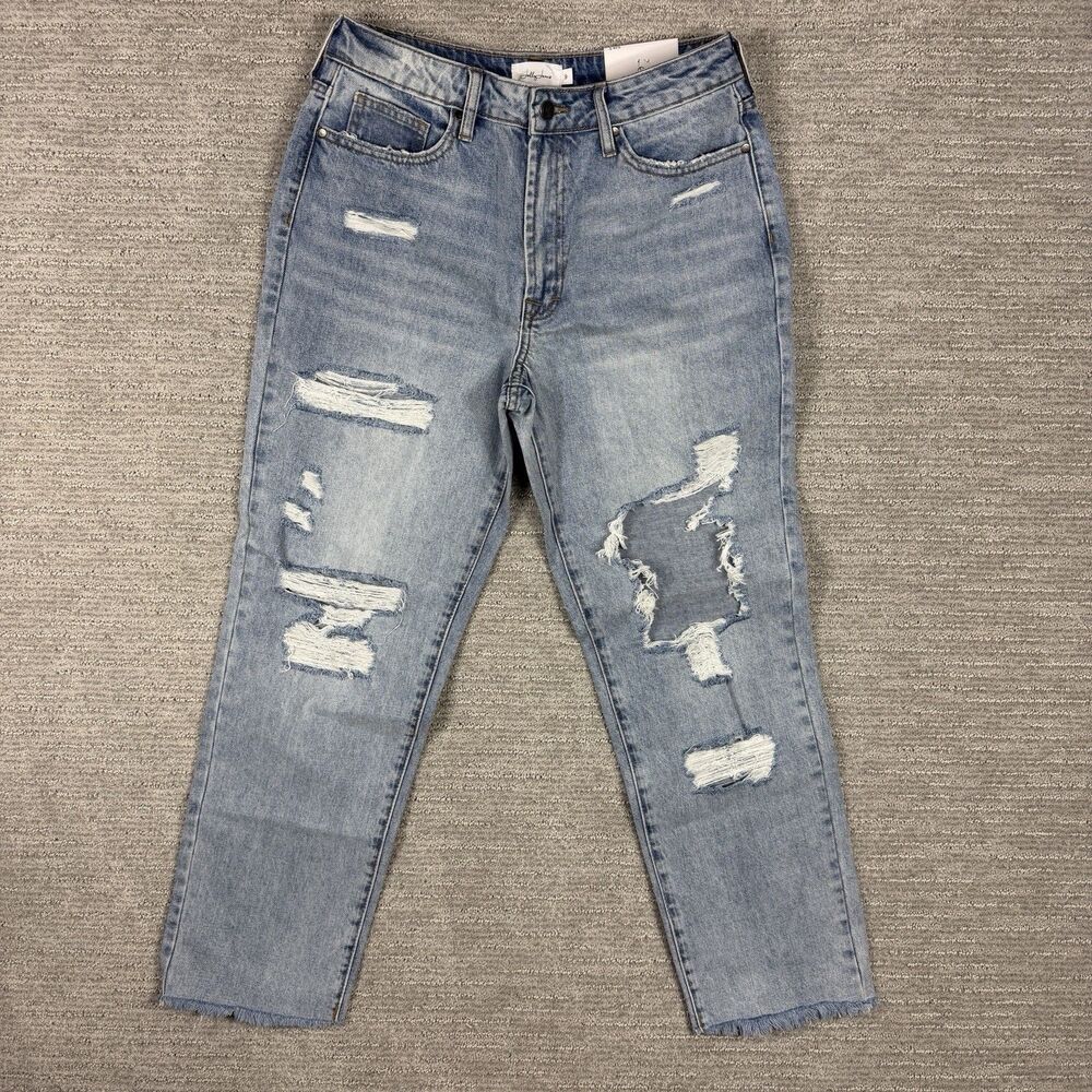 Jelly Jeans Women Size 9 Tapered Jj2018s Distressed Light Wash Fringe Hem
